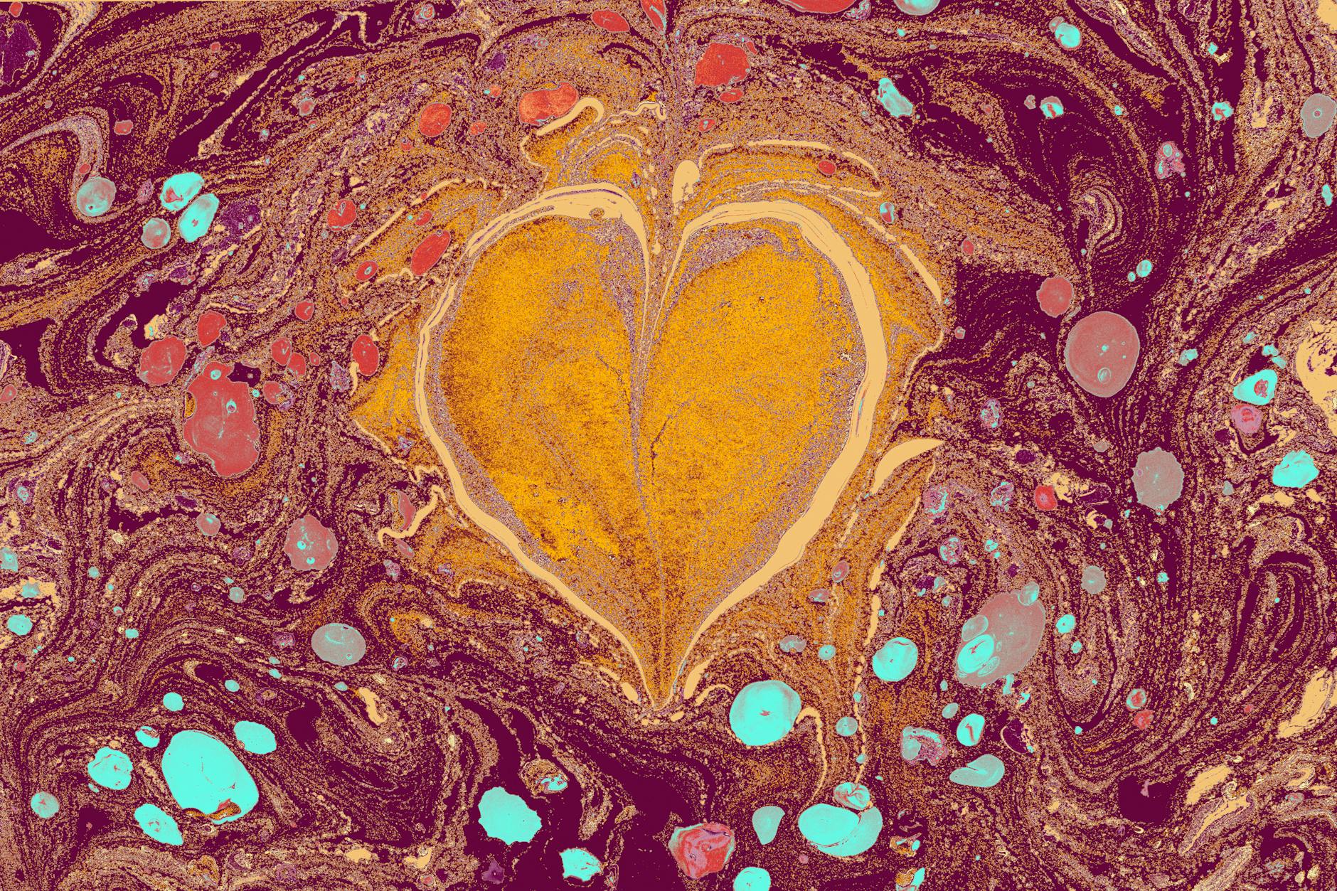 a heart shape in fluid art